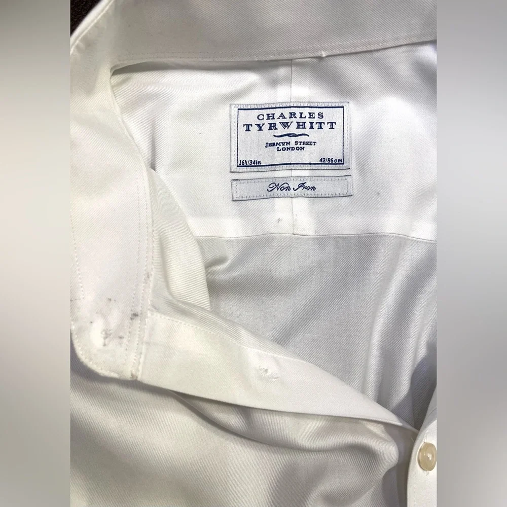 Charles Tyrwhitt Men's Long Sleeve Button Down White Shirt Non-Iron 16.5/34 - Picture 10 of 11